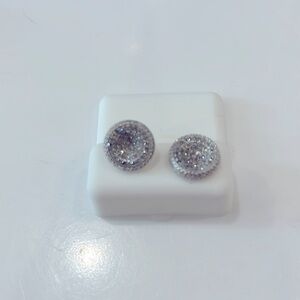 D&D DESIGNER 14kt STAMPED 925 SCREW BACK 1/8 ctw Disc Shape Round Diamond STUDS